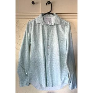 Men’s Calvin Klein Green & White Extreme Slim Fit Button Down Shirt, Size S